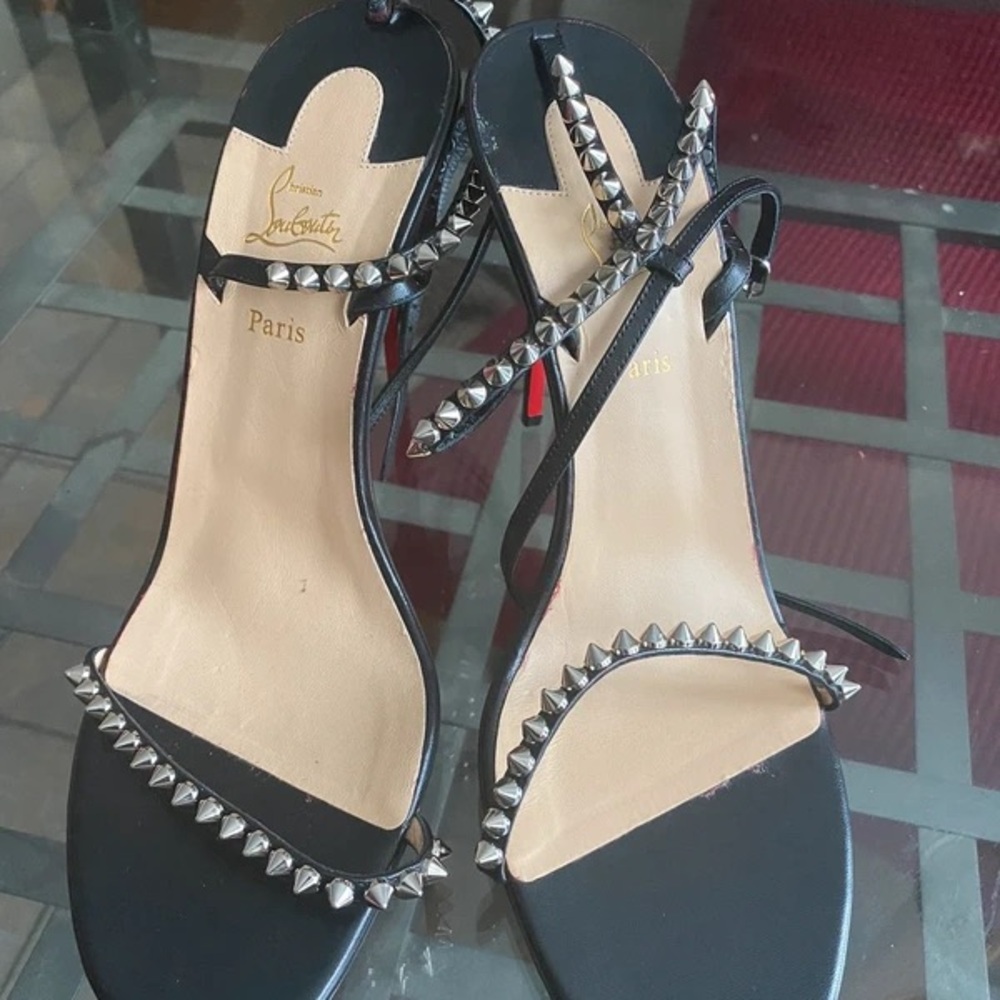 Christian Louboutin Black Heels with Silver Spikes